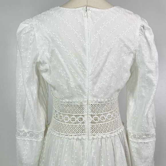 Free People The Delightful Crochet Mini Dress Sz 8 Coastal Cowgirl Boho Cottage - Picture 13 of 15